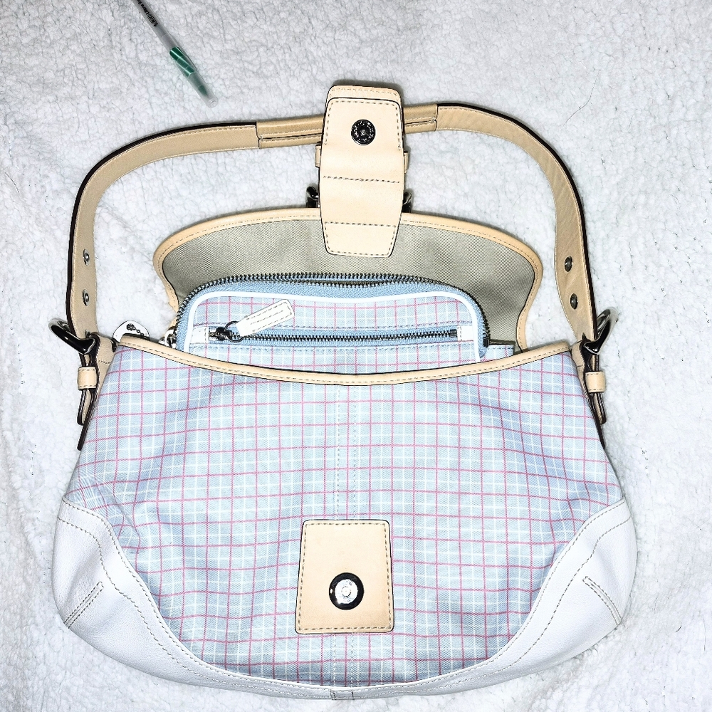 COACH: Plaid Hobo Bag and Matching Cosmetic Bag Set - Picture 3 of 12